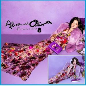 Alice + Olivia Floral Purple Maxi Dress Roanne Short Sleeve Sz 8
